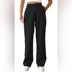 Women's Black Wide-Leg Trouser Pants